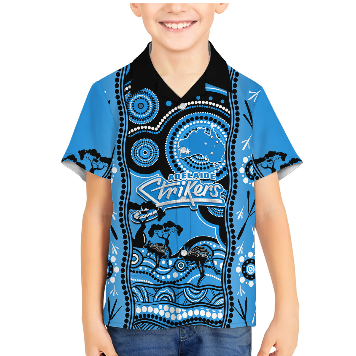 adelaide-strikers-cricket-family-matching-mermaid-dress-and-hawaiian-shirt-happy-australia-day-aboriginal-art