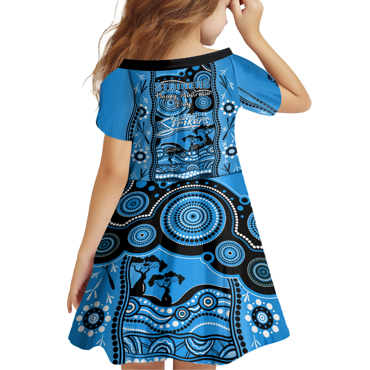 adelaide-strikers-cricket-family-matching-off-shoulder-short-dress-and-hawaiian-shirt-happy-australia-day-aboriginal-art