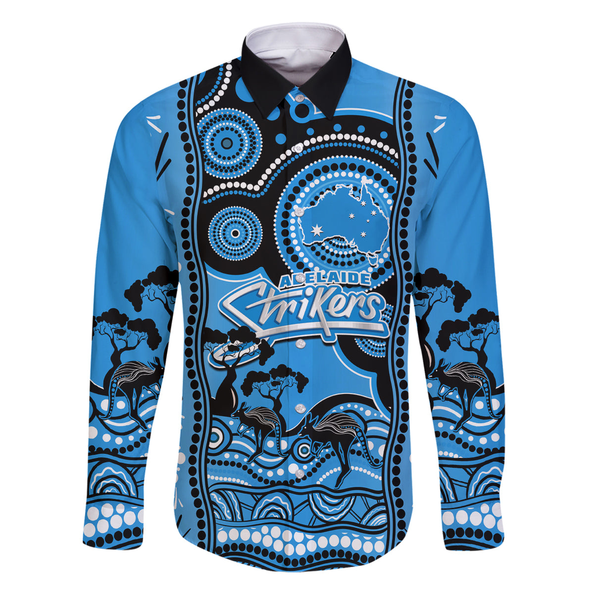 adelaide-strikers-cricket-family-matching-off-shoulder-short-dress-and-hawaiian-shirt-happy-australia-day-aboriginal-art