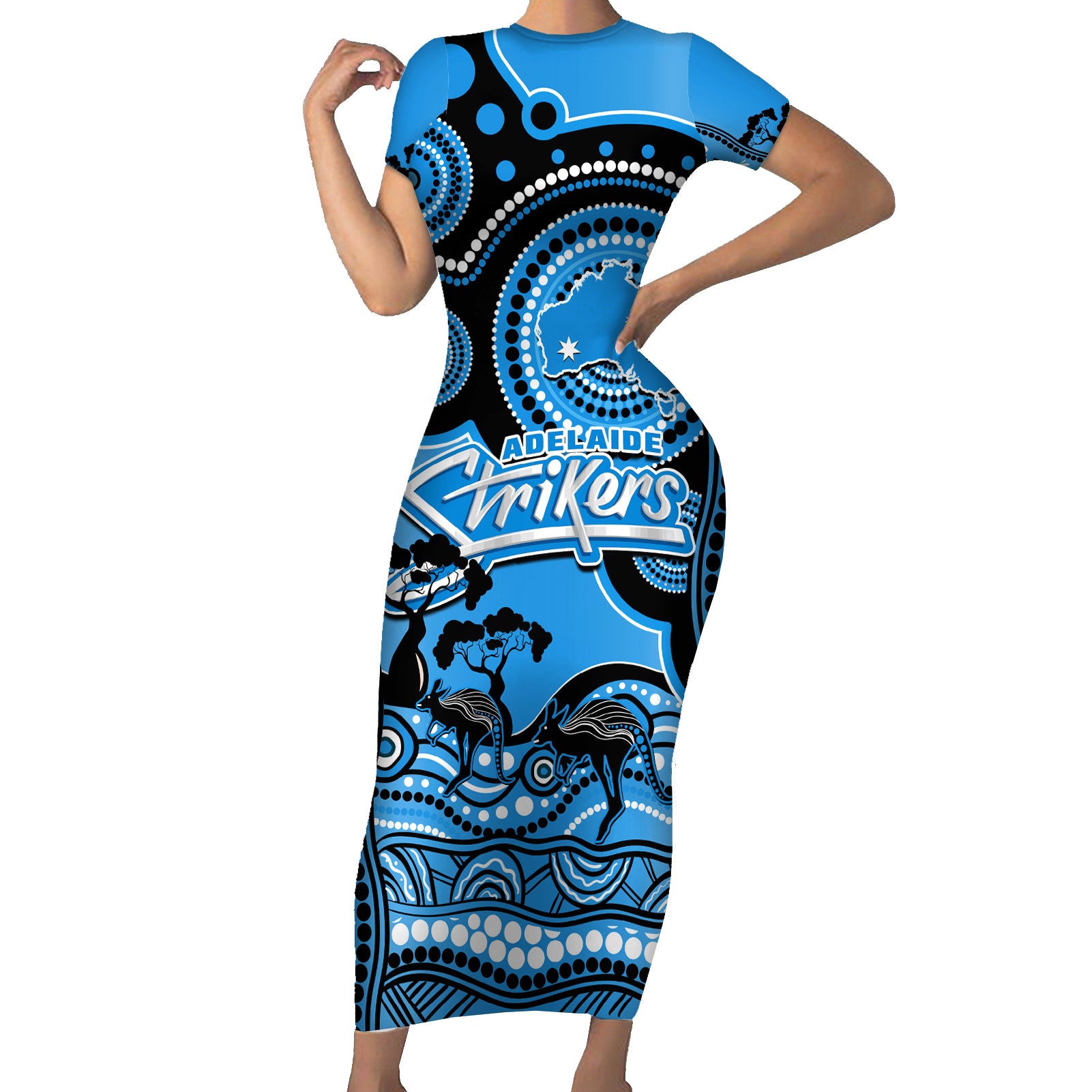 adelaide-strikers-cricket-family-matching-short-sleeve-bodycon-dress-and-hawaiian-shirt-happy-australia-day-aboriginal-art