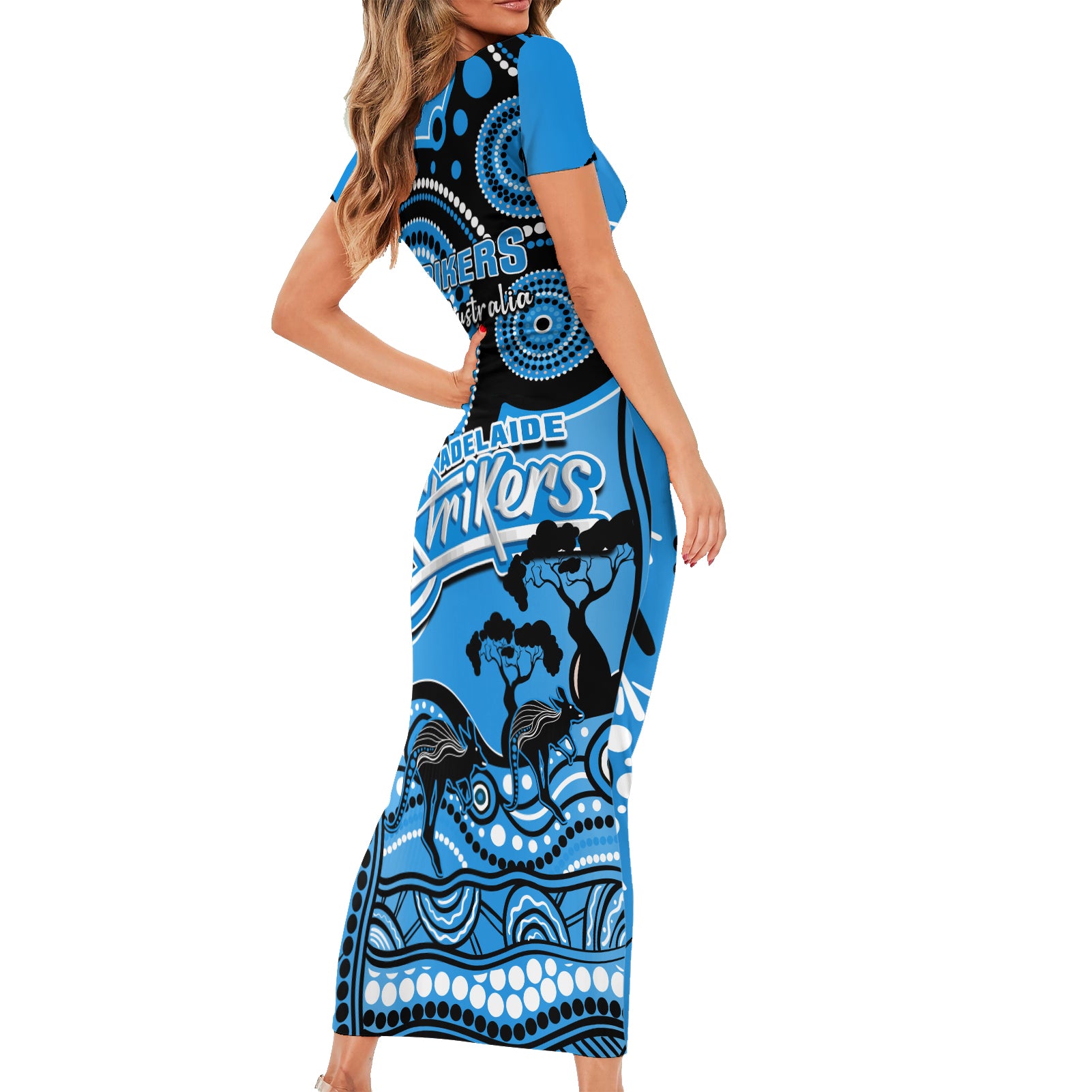 adelaide-strikers-cricket-family-matching-short-sleeve-bodycon-dress-and-hawaiian-shirt-happy-australia-day-aboriginal-art