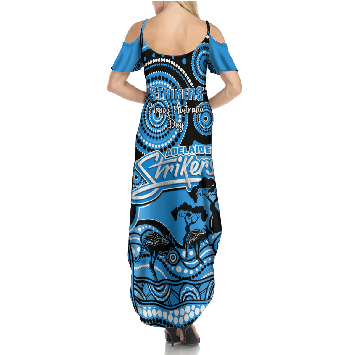 adelaide-strikers-cricket-family-matching-summer-maxi-dress-and-hawaiian-shirt-happy-australia-day-aboriginal-art