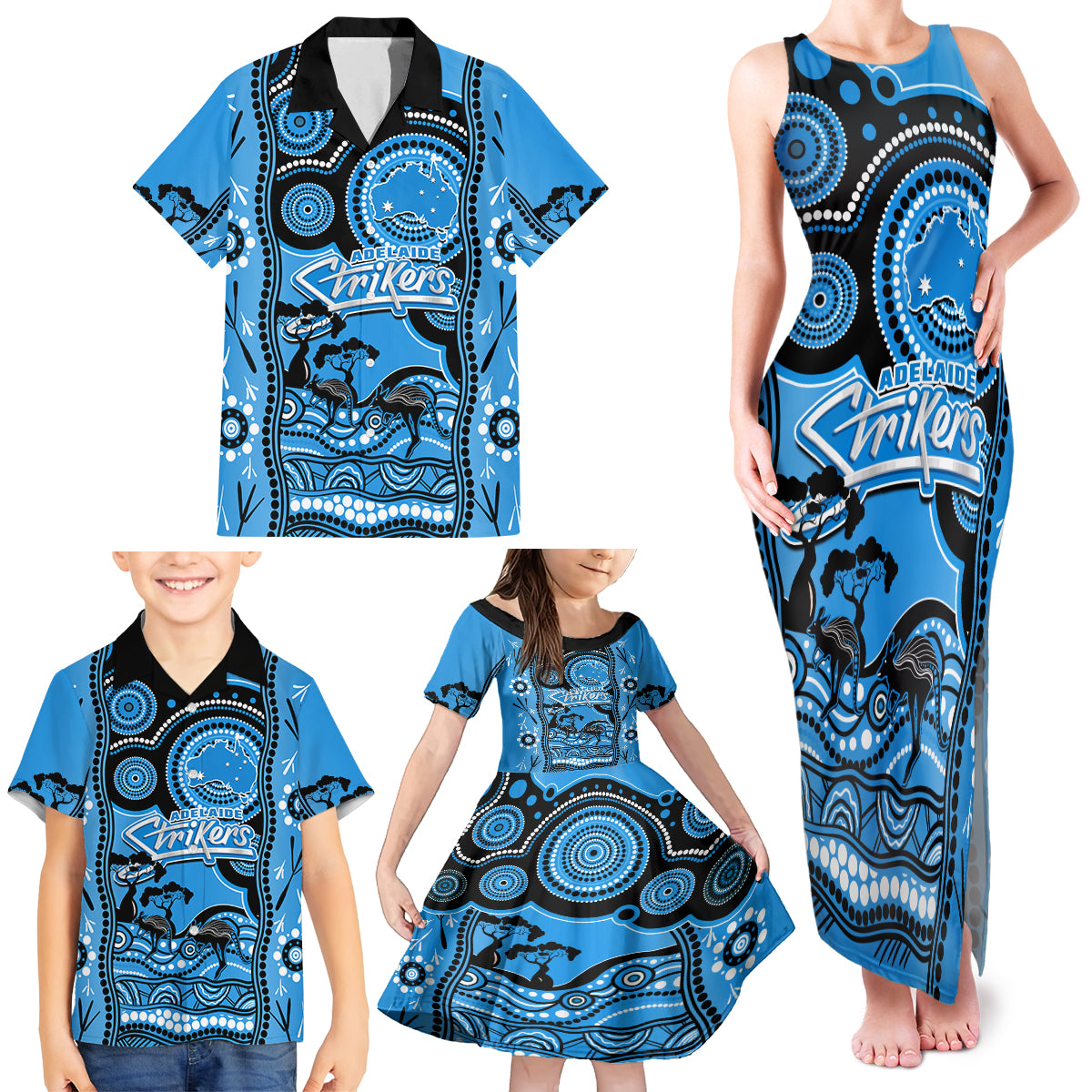 adelaide-strikers-cricket-family-matching-tank-maxi-dress-and-hawaiian-shirt-happy-australia-day-aboriginal-art