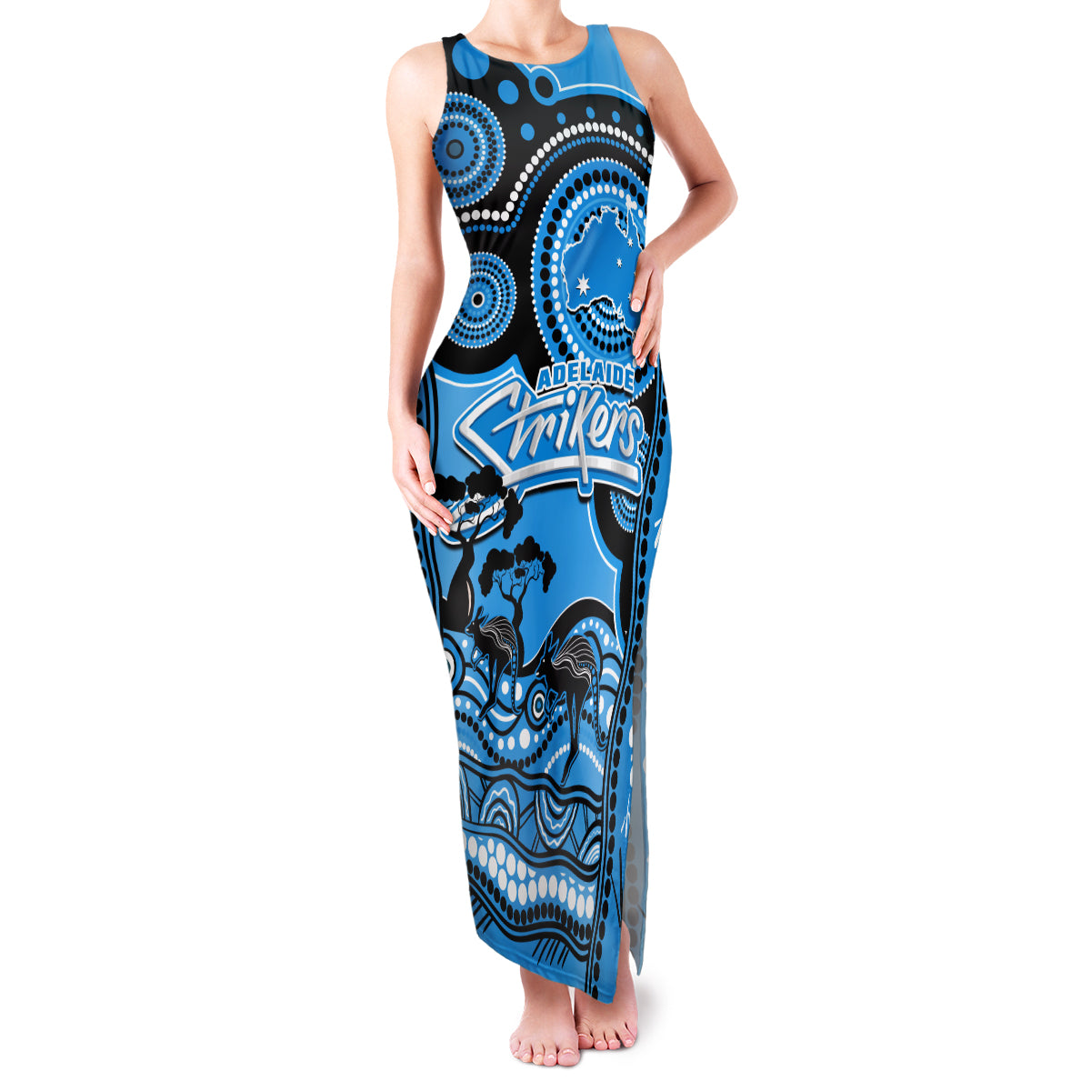 adelaide-strikers-cricket-family-matching-tank-maxi-dress-and-hawaiian-shirt-happy-australia-day-aboriginal-art