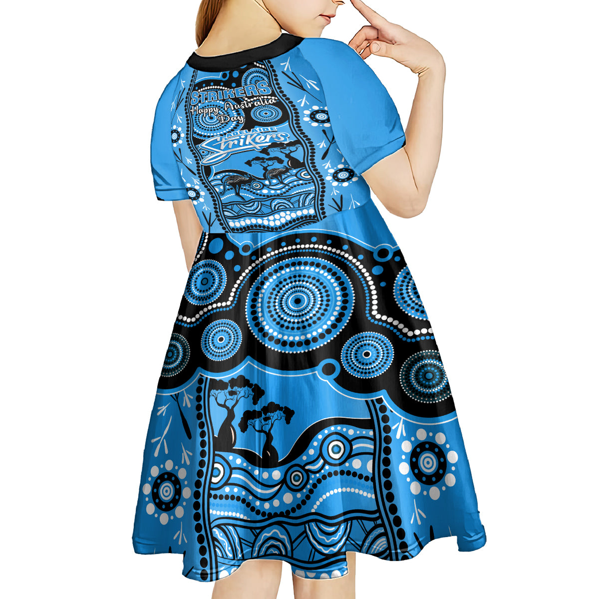 Adelaide Strikers Cricket Kid Short Sleeve Dress Happy Australia Day Aboriginal Art - Vibe Hoodie Shop