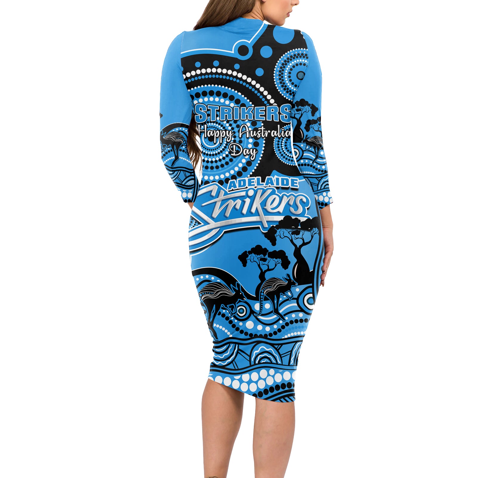 adelaide-strikers-cricket-long-sleeve-bodycon-dress-happy-australia-day-aboriginal-art