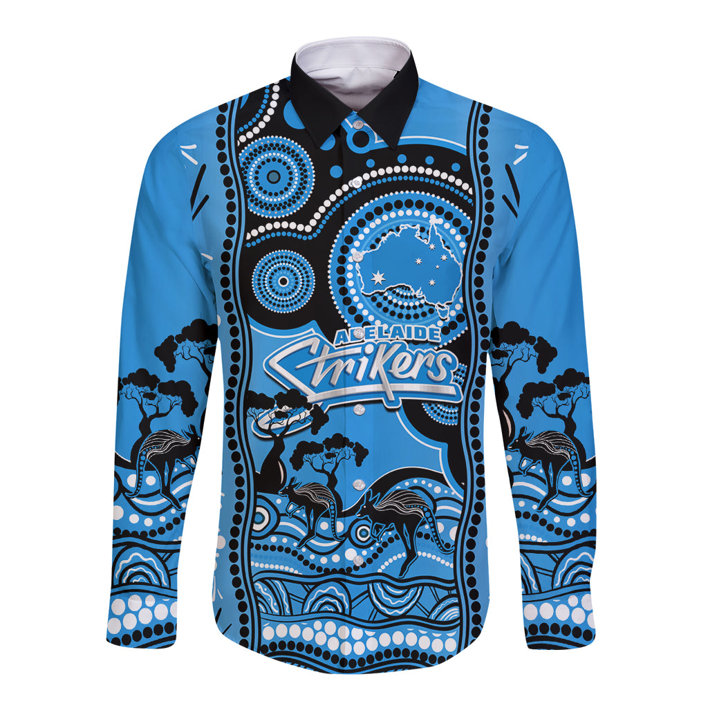 Adelaide Strikers Cricket Long Sleeve Button Shirt Happy Australia Day Aboriginal Art - Vibe Hoodie Shop