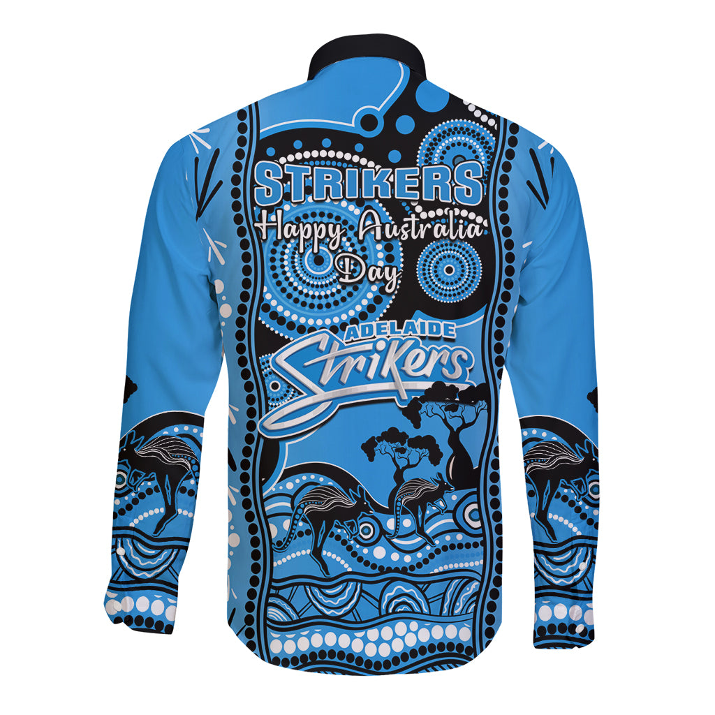 Adelaide Strikers Cricket Long Sleeve Button Shirt Happy Australia Day Aboriginal Art - Vibe Hoodie Shop