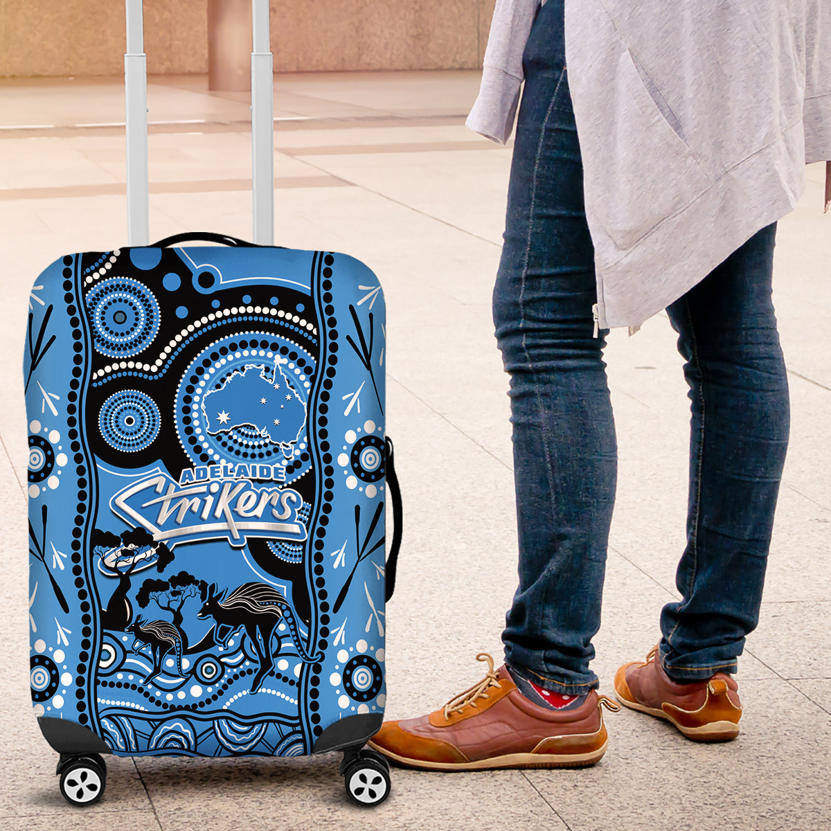 Adelaide Strikers Cricket Luggage Cover Happy Australia Day Aboriginal Art - Vibe Hoodie Shop