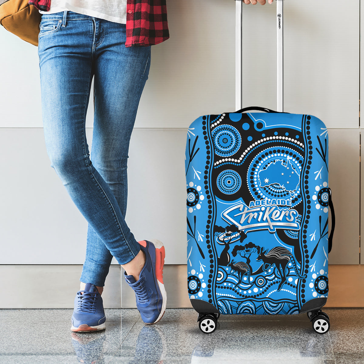 Adelaide Strikers Cricket Luggage Cover Happy Australia Day Aboriginal Art - Vibe Hoodie Shop