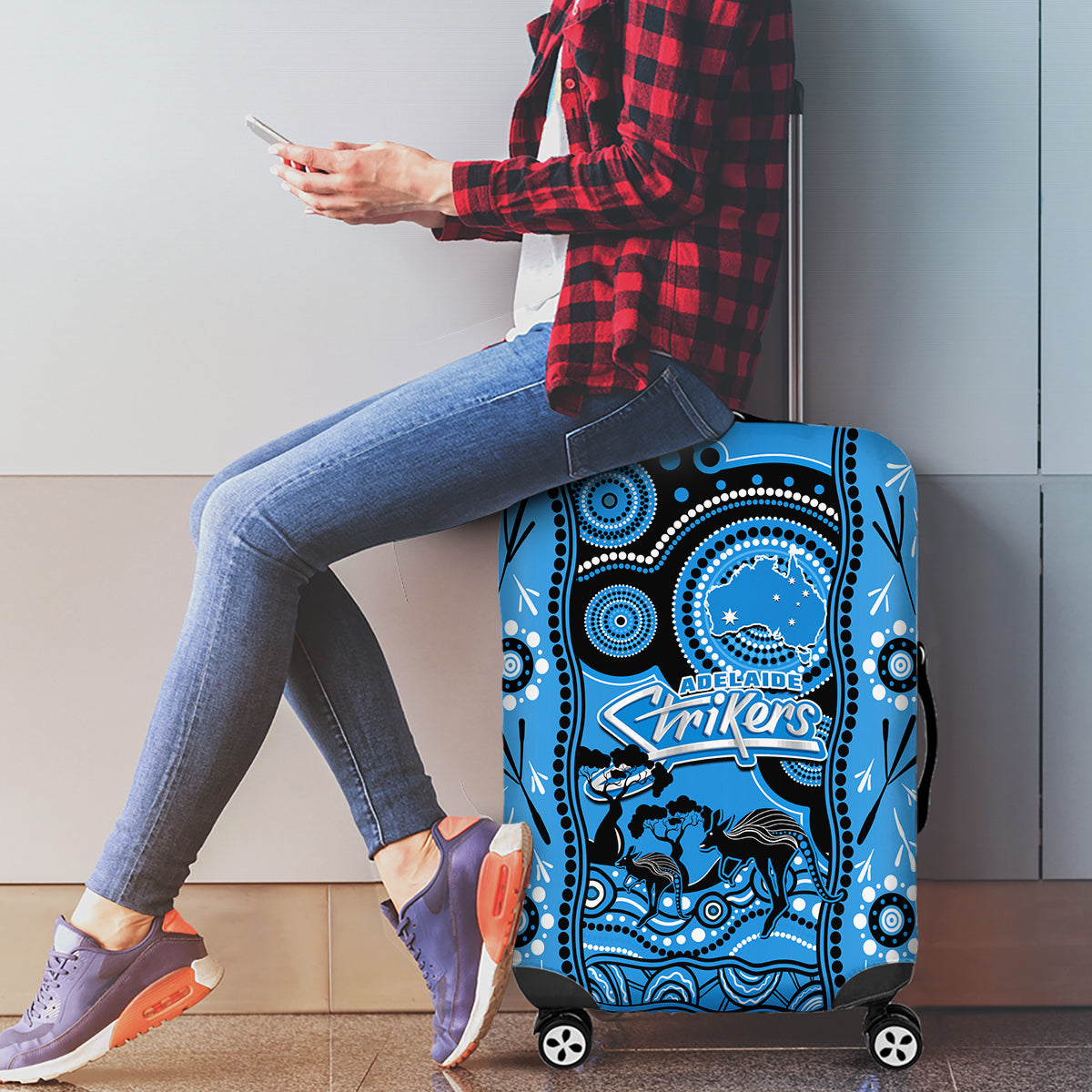 Adelaide Strikers Cricket Luggage Cover Happy Australia Day Aboriginal Art - Vibe Hoodie Shop