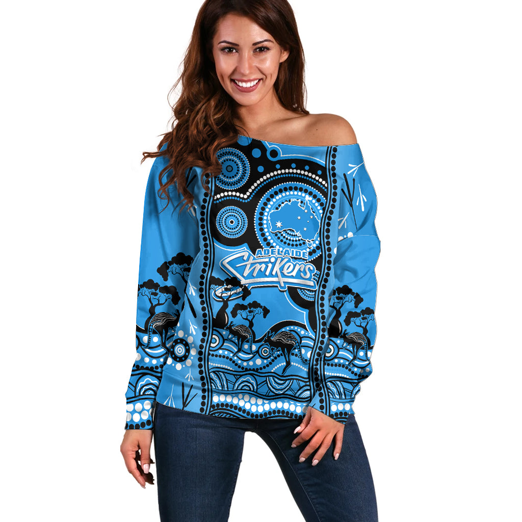 Adelaide Strikers Cricket Off Shoulder Sweater Happy Australia Day Aboriginal Art - Vibe Hoodie Shop