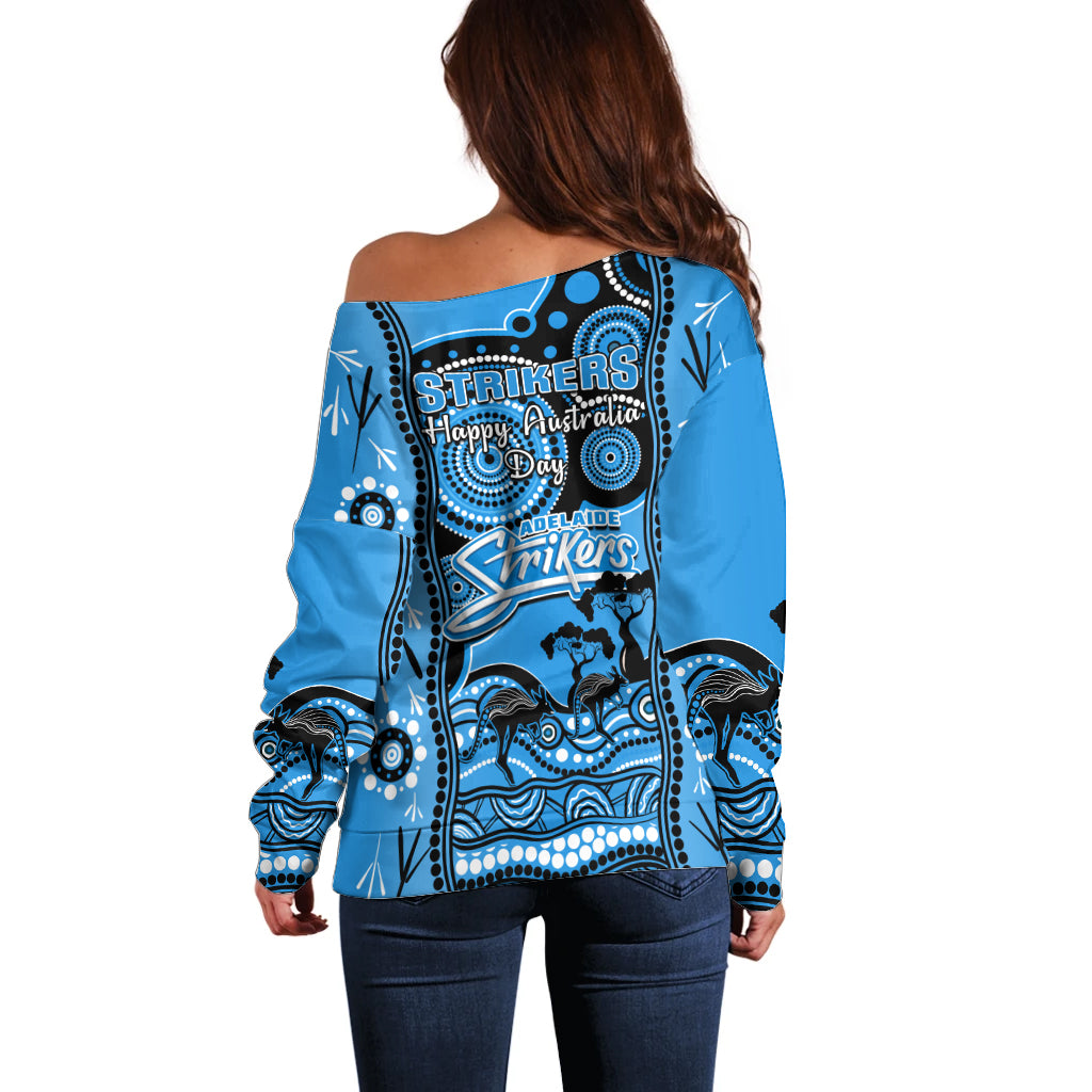 Adelaide Strikers Cricket Off Shoulder Sweater Happy Australia Day Aboriginal Art - Vibe Hoodie Shop