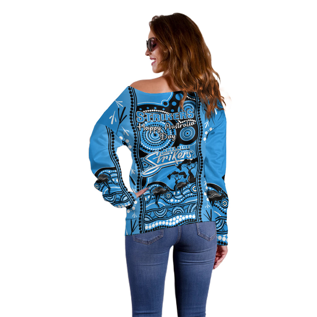 Adelaide Strikers Cricket Off Shoulder Sweater Happy Australia Day Aboriginal Art - Vibe Hoodie Shop