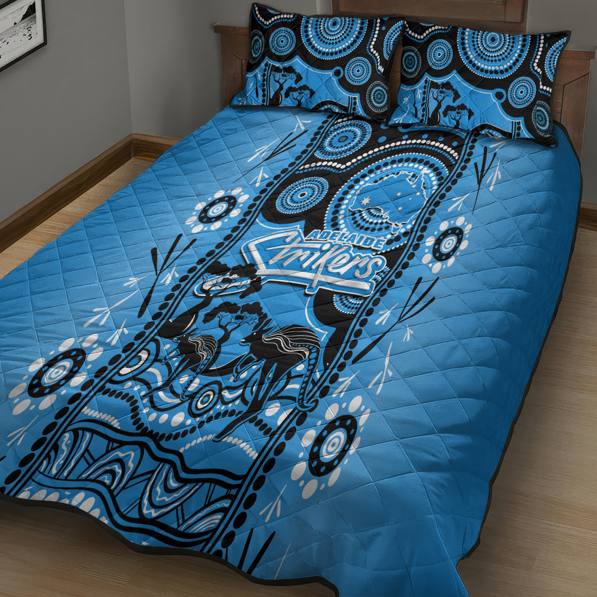 Adelaide Strikers Cricket Quilt Bed Set Happy Australia Day Aboriginal Art - Vibe Hoodie Shop