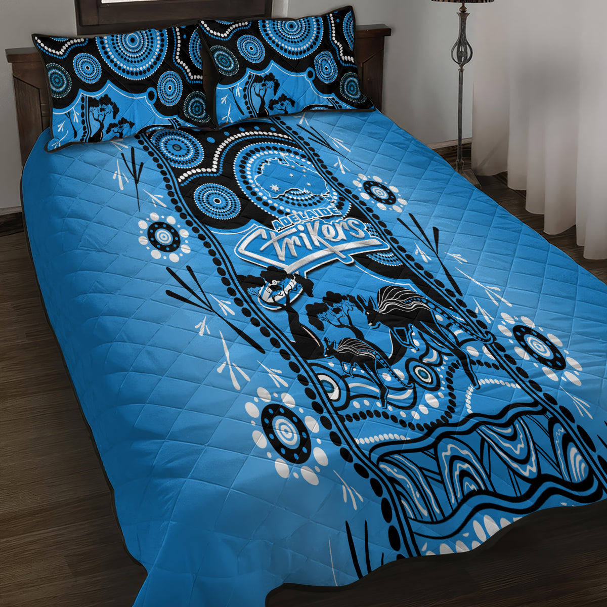 Adelaide Strikers Cricket Quilt Bed Set Happy Australia Day Aboriginal Art - Vibe Hoodie Shop