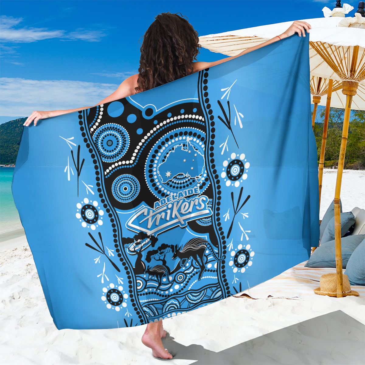 Adelaide Strikers Cricket Sarong Happy Australia Day Aboriginal Art - Vibe Hoodie Shop