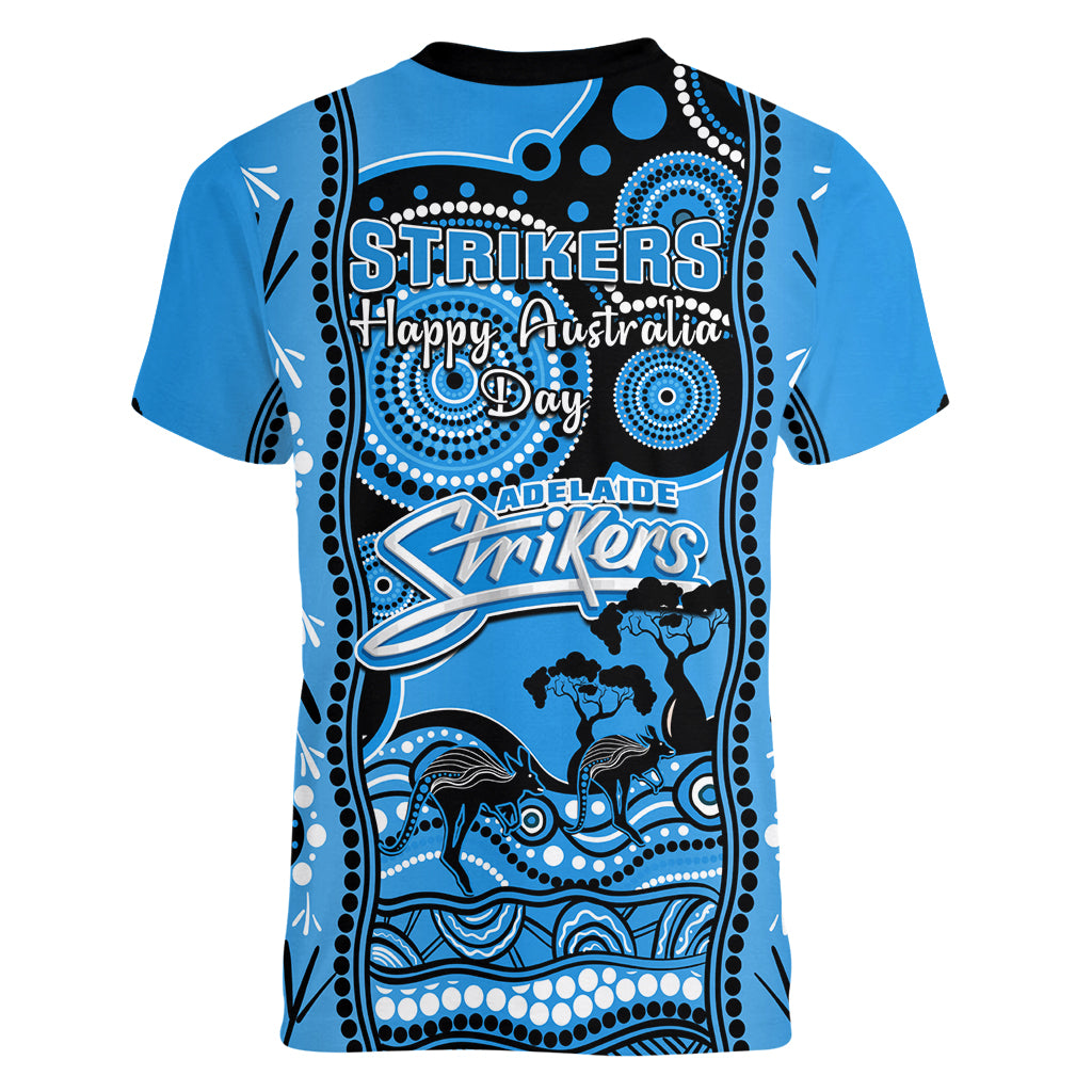 Adelaide Strikers Cricket Women V Neck T Shirt Happy Australia Day Aboriginal Art - Vibe Hoodie Shop