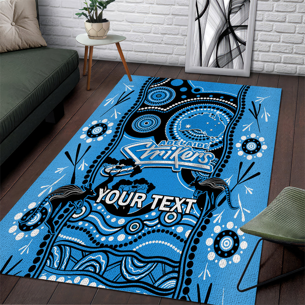 Custom Adelaide Strikers Cricket Area Rug Happy Australia Day Aboriginal Art - Vibe Hoodie Shop