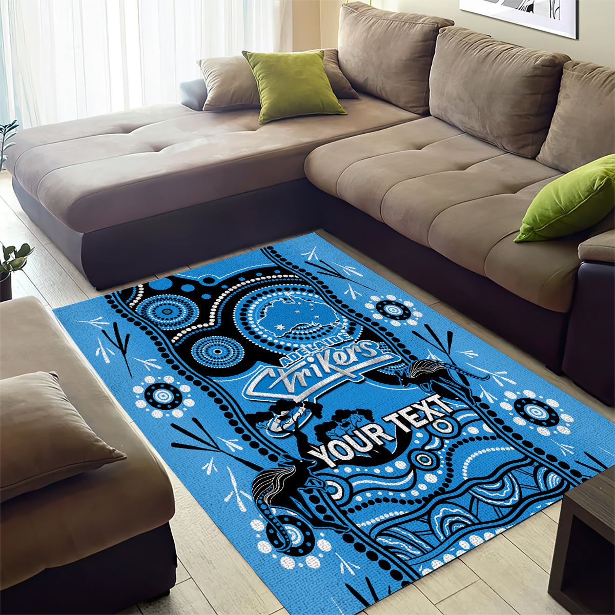 Custom Adelaide Strikers Cricket Area Rug Happy Australia Day Aboriginal Art - Vibe Hoodie Shop