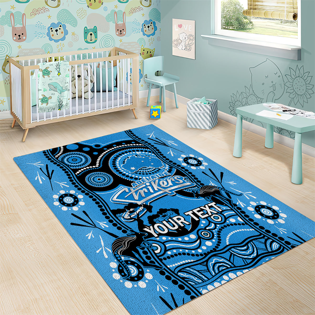 Custom Adelaide Strikers Cricket Area Rug Happy Australia Day Aboriginal Art - Vibe Hoodie Shop