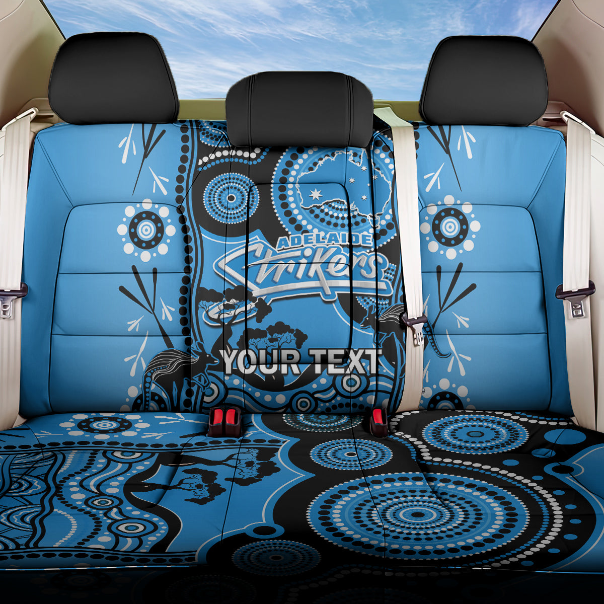 Custom Adelaide Strikers Cricket Back Car Seat Cover Happy Australia Day Aboriginal Art LT14