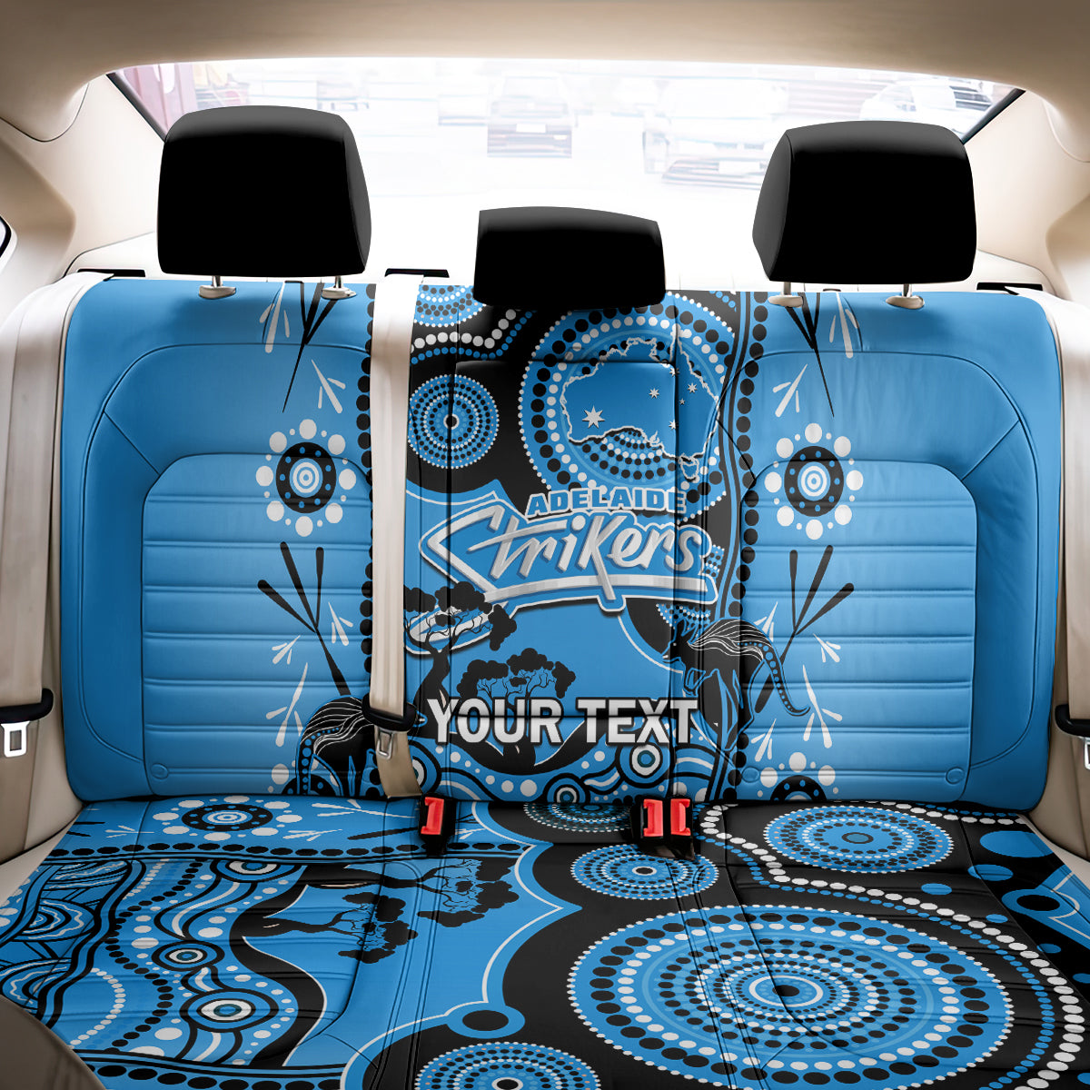 Custom Adelaide Strikers Cricket Back Car Seat Cover Happy Australia Day Aboriginal Art LT14