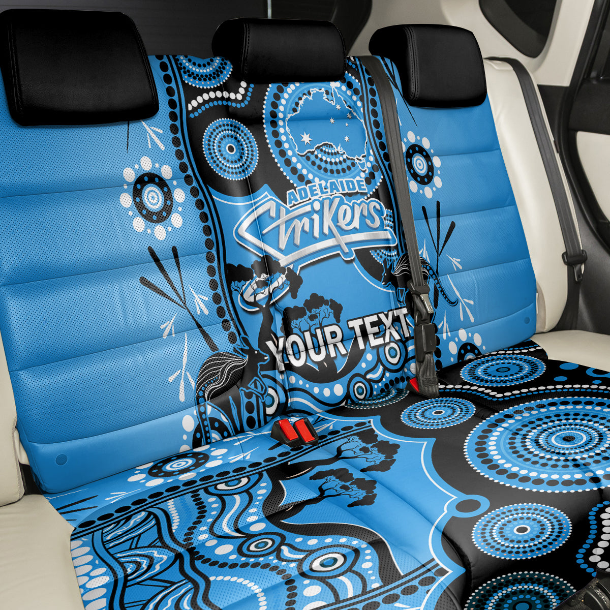 Custom Adelaide Strikers Cricket Back Car Seat Cover Happy Australia Day Aboriginal Art LT14