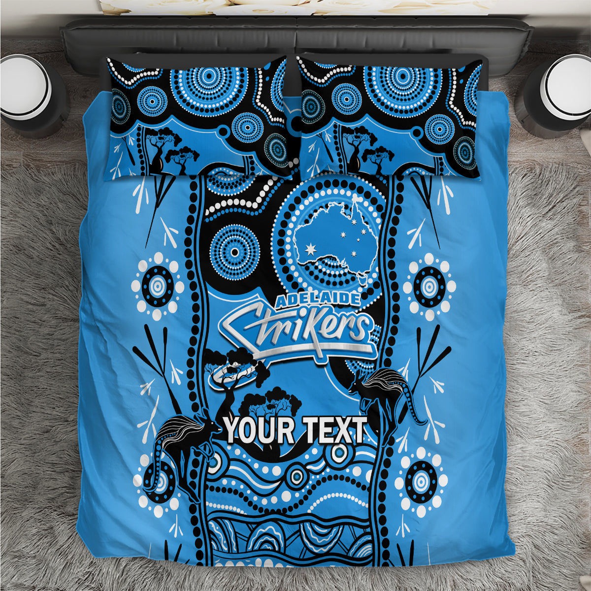 Custom Adelaide Strikers Cricket Bedding Set Happy Australia Day Aboriginal Art - Vibe Hoodie Shop