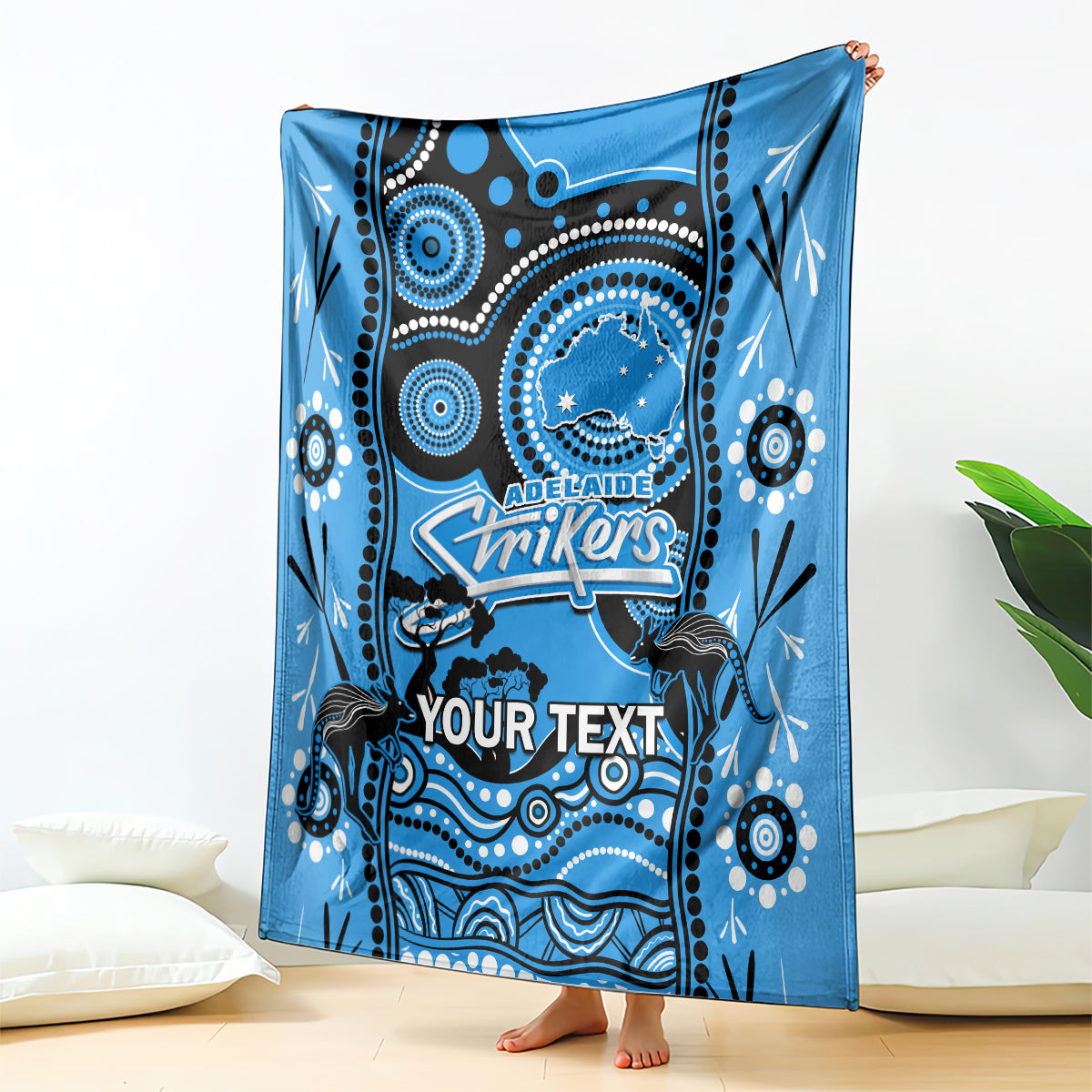 Custom Adelaide Strikers Cricket Blanket Happy Australia Day Aboriginal Art - Vibe Hoodie Shop