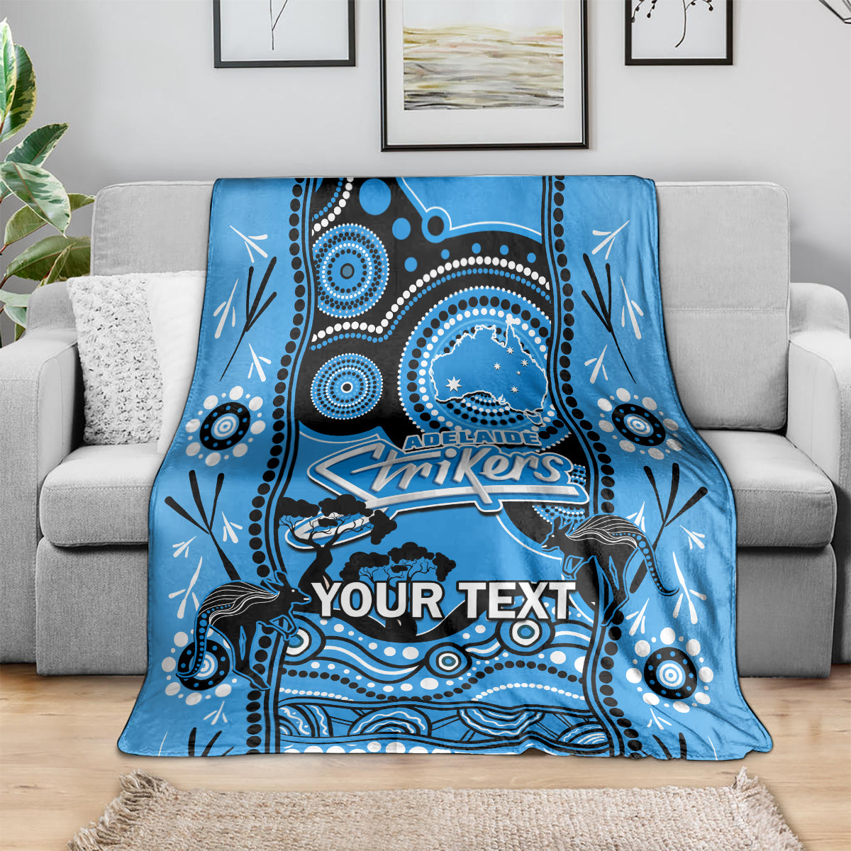 Custom Adelaide Strikers Cricket Blanket Happy Australia Day Aboriginal Art - Vibe Hoodie Shop