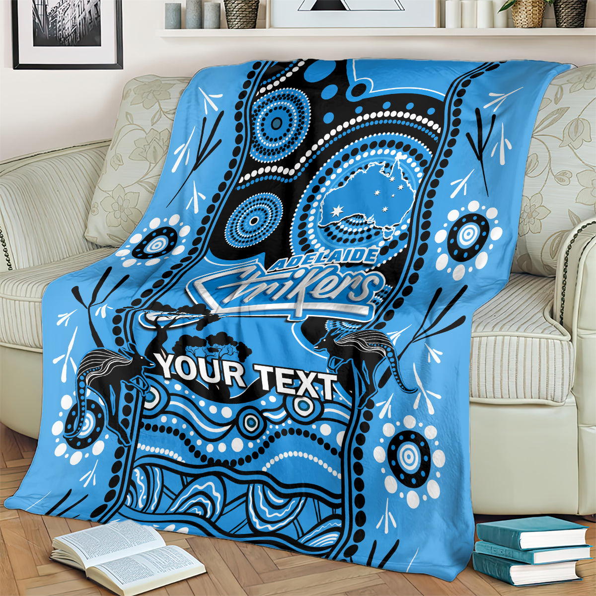 Custom Adelaide Strikers Cricket Blanket Happy Australia Day Aboriginal Art - Vibe Hoodie Shop