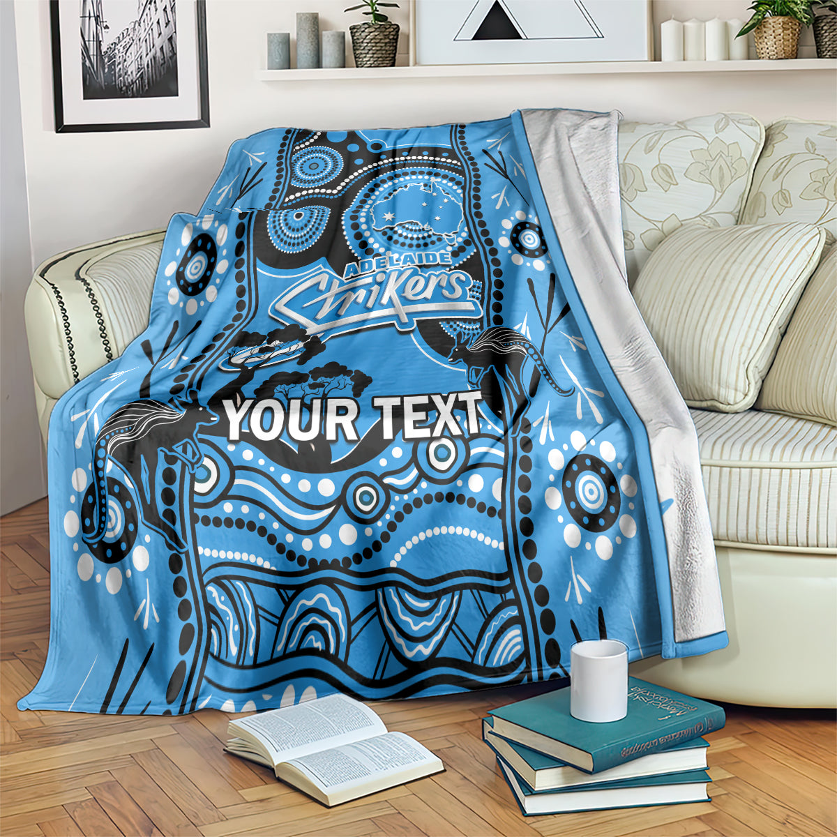 Custom Adelaide Strikers Cricket Blanket Happy Australia Day Aboriginal Art - Vibe Hoodie Shop