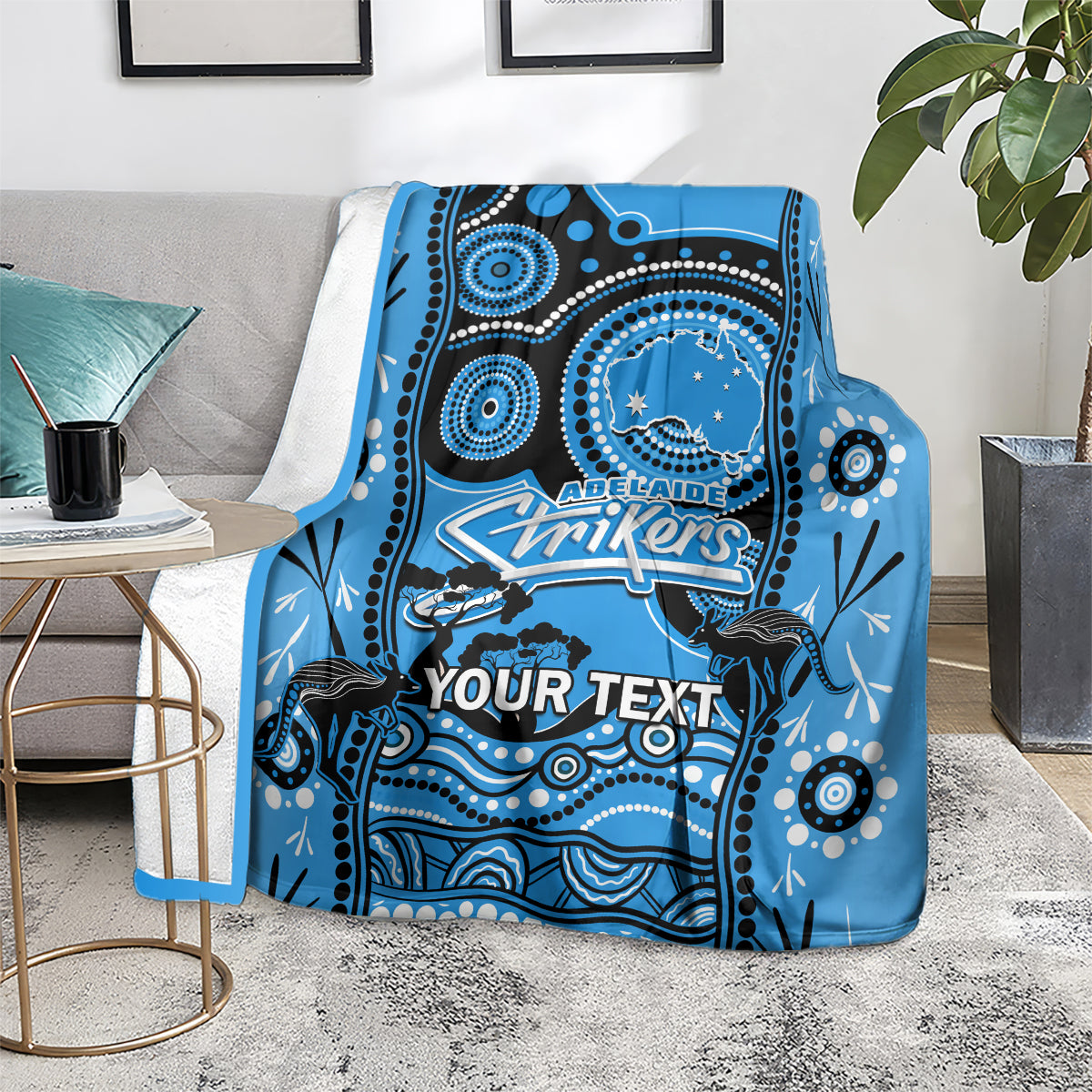 Custom Adelaide Strikers Cricket Blanket Happy Australia Day Aboriginal Art - Vibe Hoodie Shop