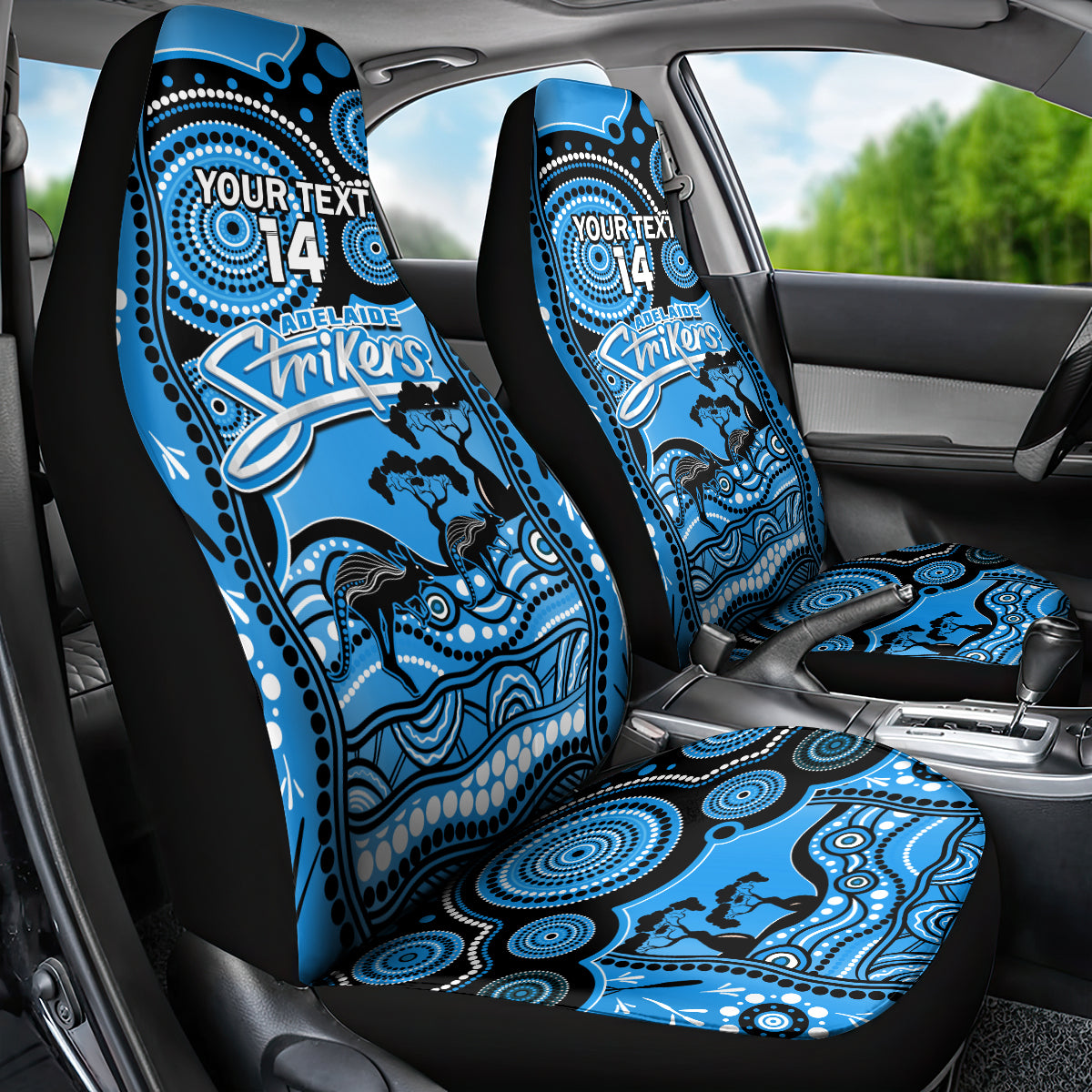 Custom Adelaide Strikers Cricket Car Seat Cover Happy Australia Day Aboriginal Art - Vibe Hoodie Shop