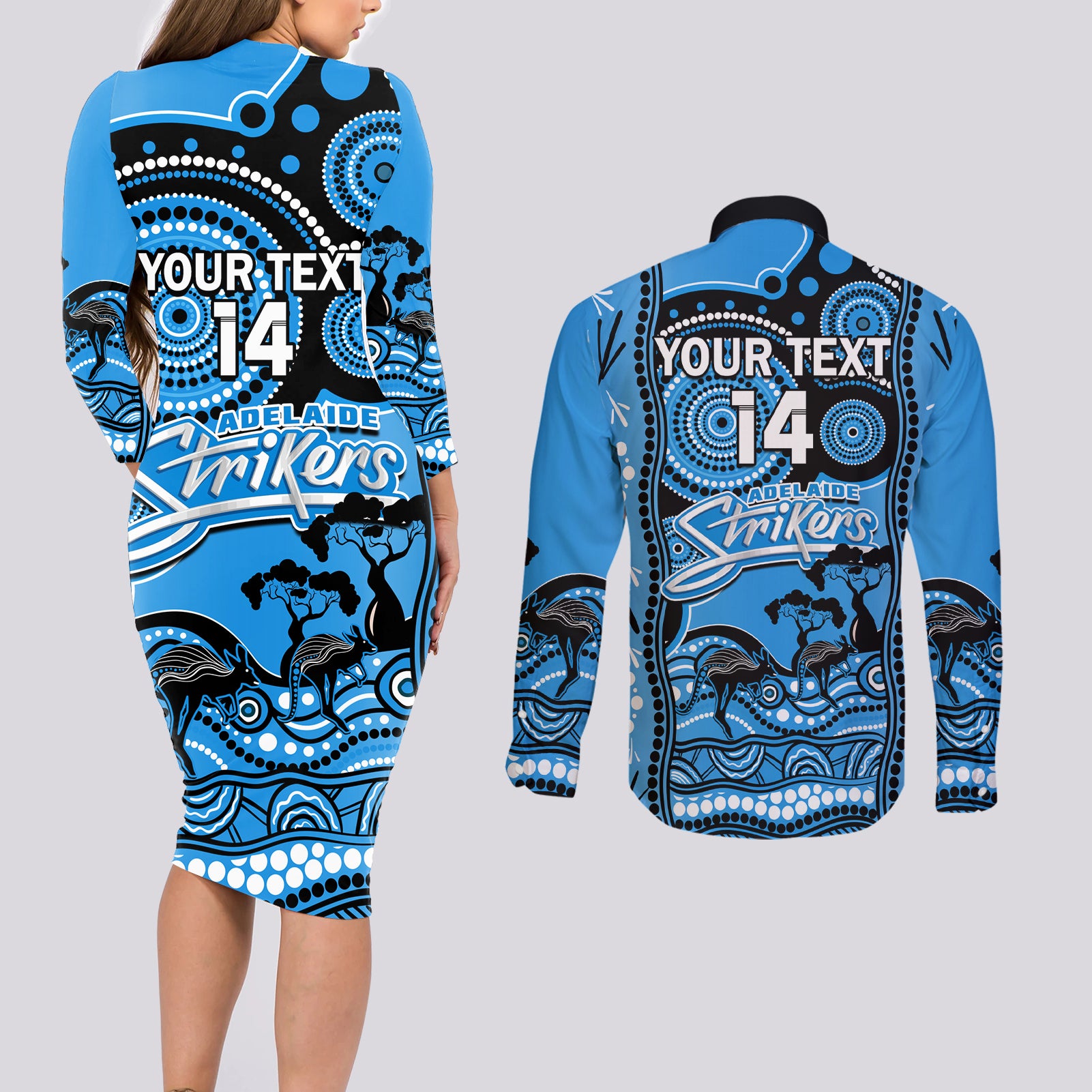 custom-adelaide-strikers-cricket-couples-matching-long-sleeve-bodycon-dress-and-long-sleeve-button-shirt-happy-australia-day-aboriginal-art