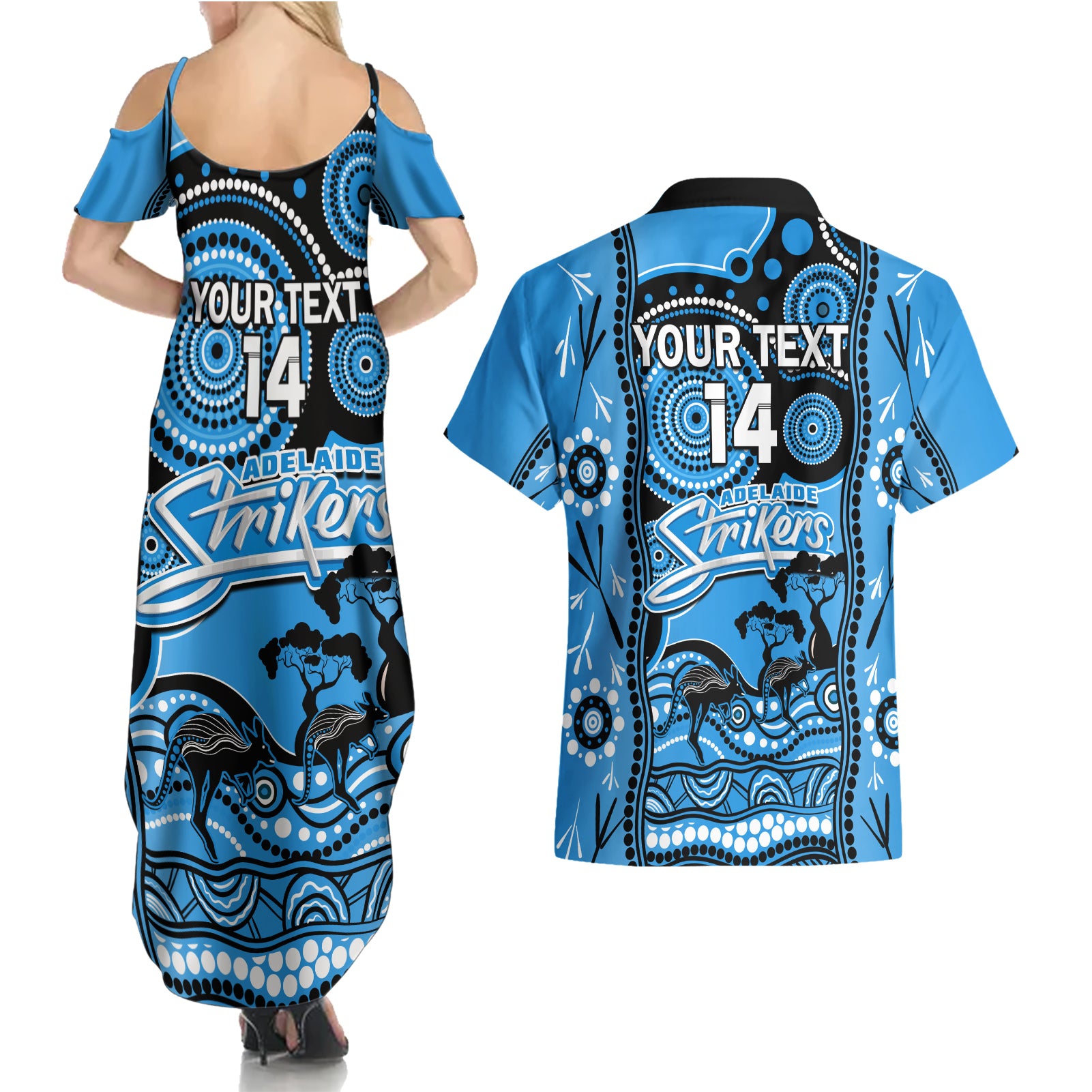 custom-adelaide-strikers-cricket-couples-matching-summer-maxi-dress-and-hawaiian-shirt-happy-australia-day-aboriginal-art