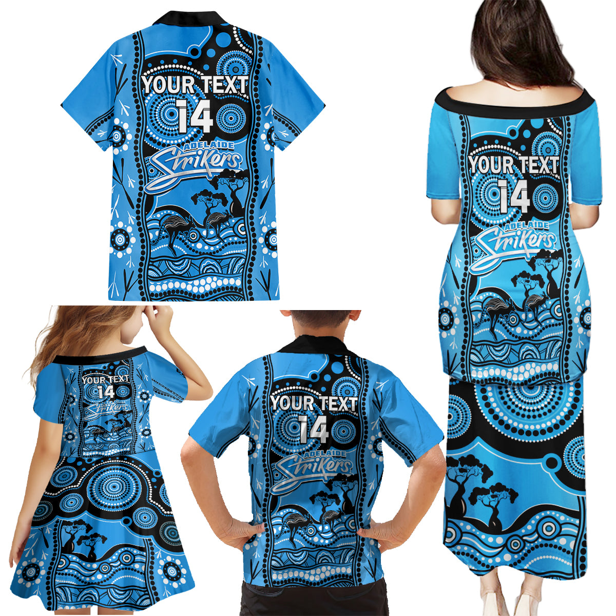 custom-adelaide-strikers-cricket-family-matching-puletasi-dress-and-hawaiian-shirt-happy-australia-day-aboriginal-art