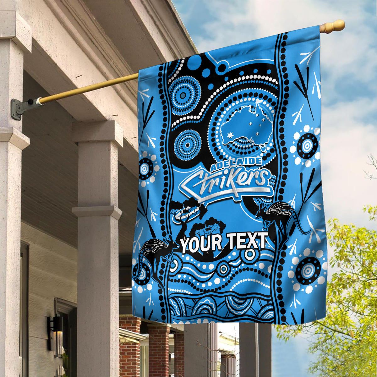 Custom Adelaide Strikers Cricket Garden Flag Happy Australia Day Aboriginal Art - Vibe Hoodie Shop