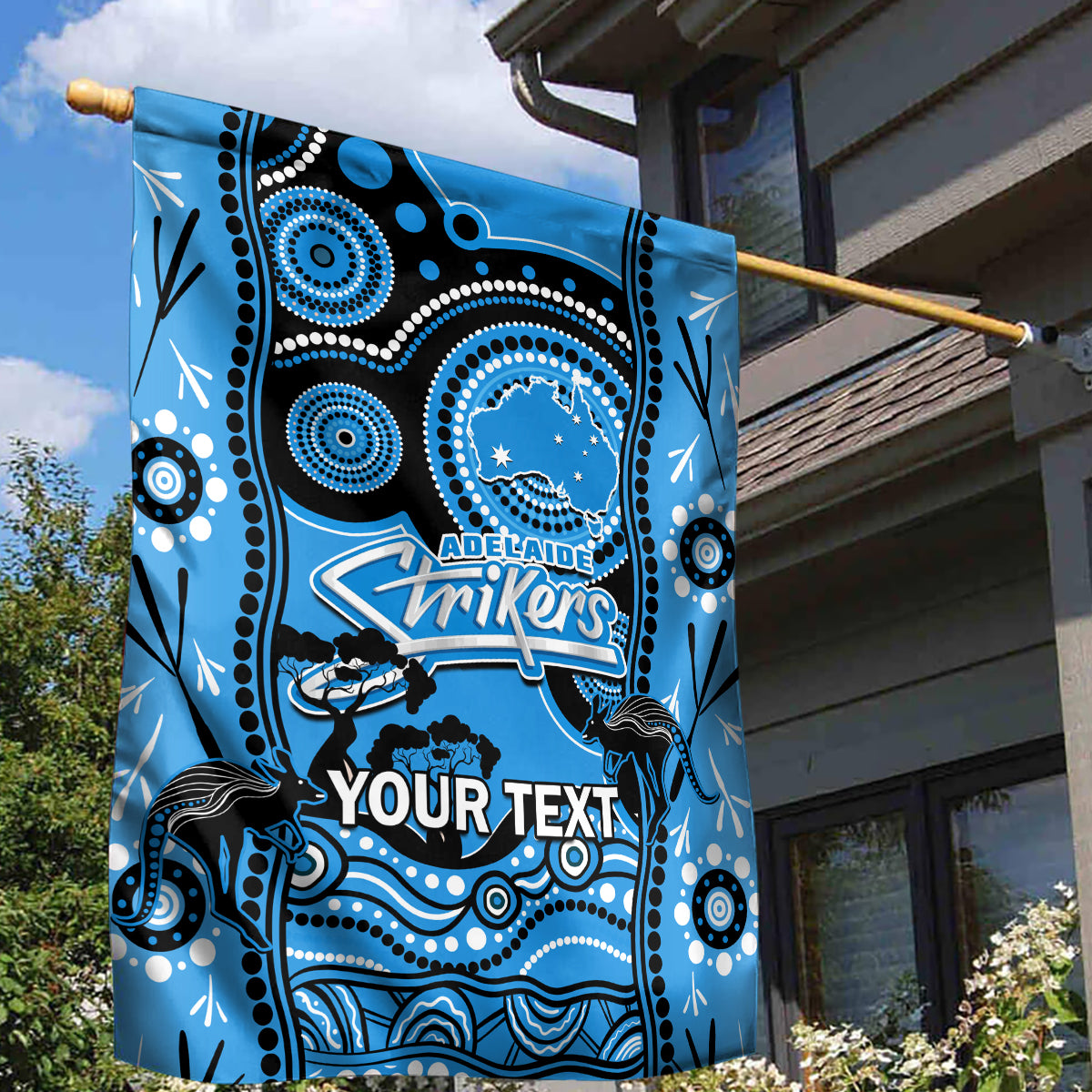 Custom Adelaide Strikers Cricket Garden Flag Happy Australia Day Aboriginal Art - Vibe Hoodie Shop