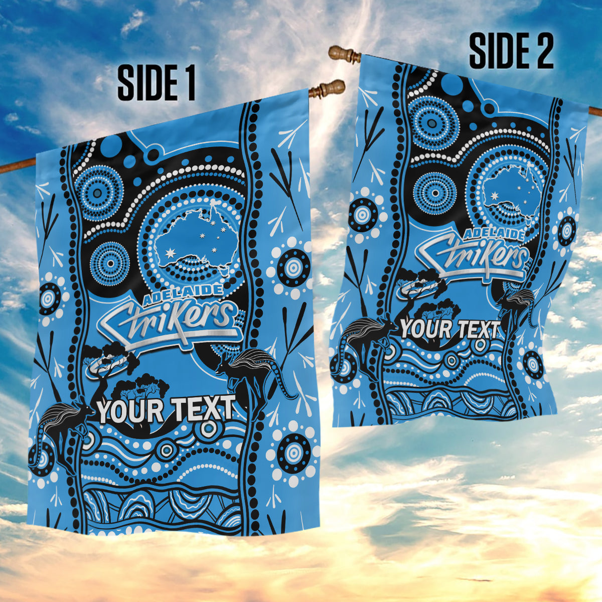 Custom Adelaide Strikers Cricket Garden Flag Happy Australia Day Aboriginal Art - Vibe Hoodie Shop