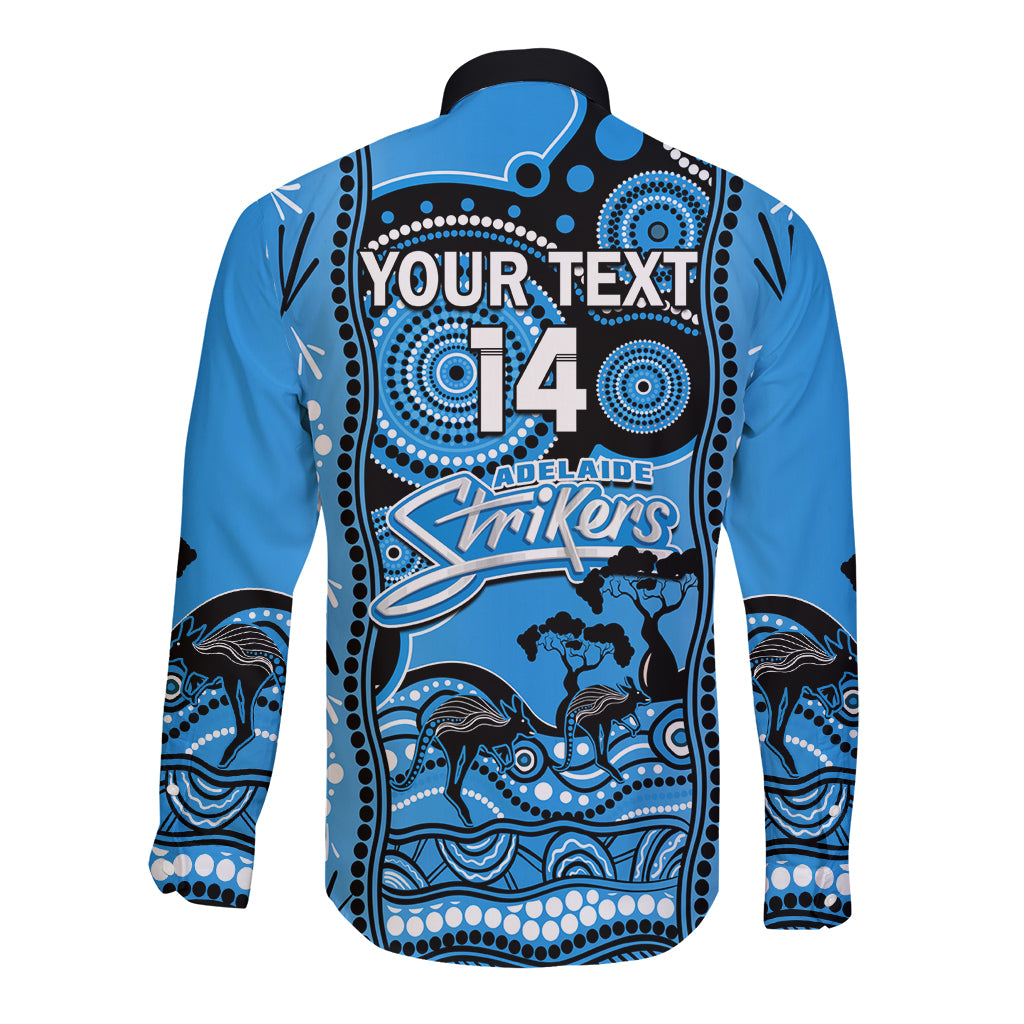 Custom Adelaide Strikers Cricket Long Sleeve Button Shirt Happy Australia Day Aboriginal Art - Vibe Hoodie Shop