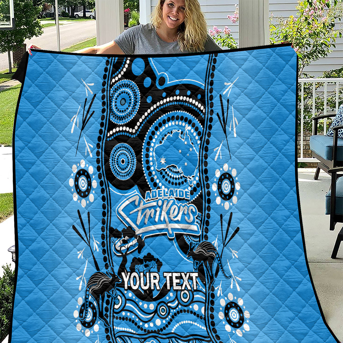 Custom Adelaide Strikers Cricket Quilt Happy Australia Day Aboriginal Art - Vibe Hoodie Shop