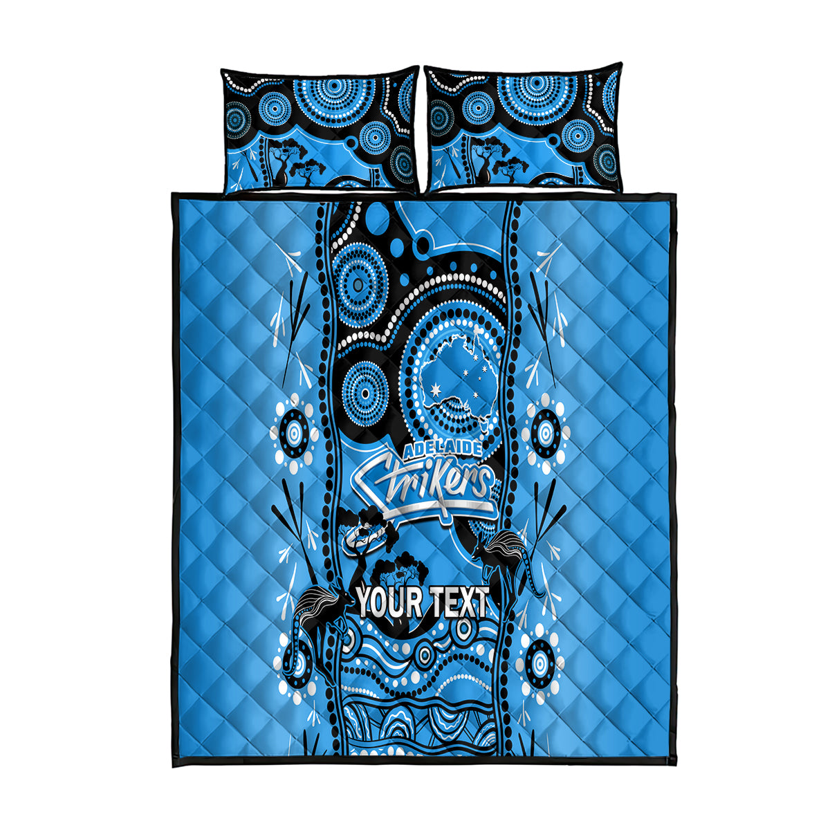 Custom Adelaide Strikers Cricket Quilt Bed Set Happy Australia Day Aboriginal Art - Vibe Hoodie Shop