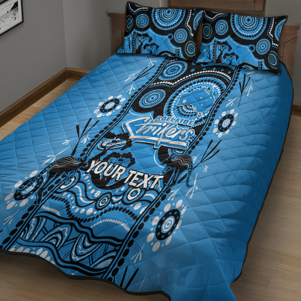 Custom Adelaide Strikers Cricket Quilt Bed Set Happy Australia Day Aboriginal Art - Vibe Hoodie Shop