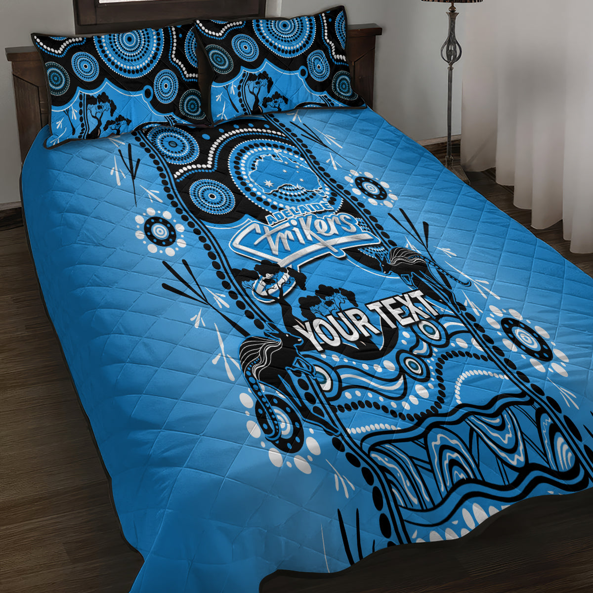 Custom Adelaide Strikers Cricket Quilt Bed Set Happy Australia Day Aboriginal Art - Vibe Hoodie Shop