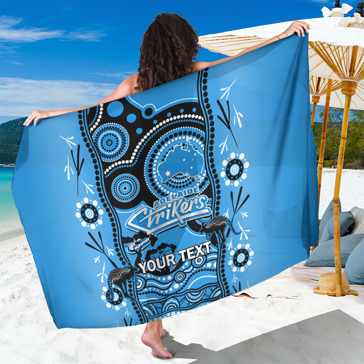 Custom Adelaide Strikers Cricket Sarong Happy Australia Day Aboriginal Art - Vibe Hoodie Shop