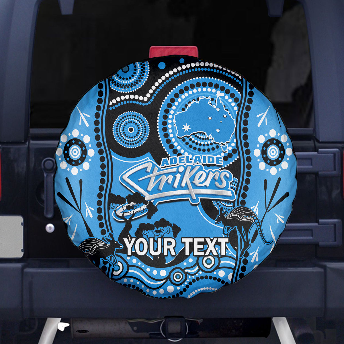 Custom Adelaide Strikers Cricket Spare Tire Cover Happy Australia Day Aboriginal Art - Vibe Hoodie Shop