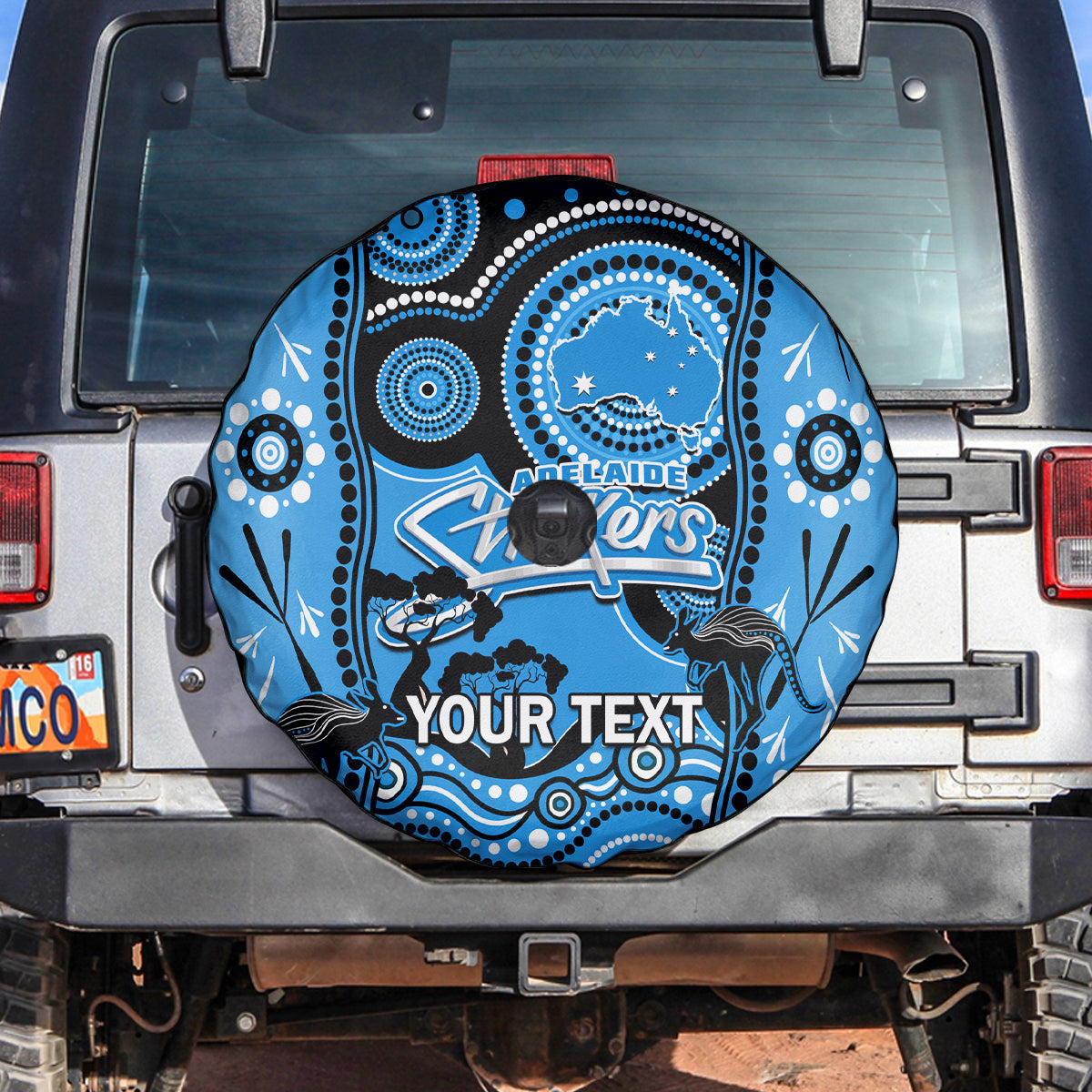 Custom Adelaide Strikers Cricket Spare Tire Cover Happy Australia Day Aboriginal Art - Vibe Hoodie Shop