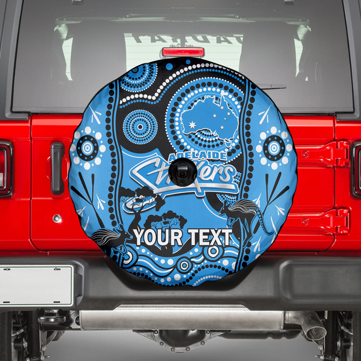 Custom Adelaide Strikers Cricket Spare Tire Cover Happy Australia Day Aboriginal Art - Vibe Hoodie Shop